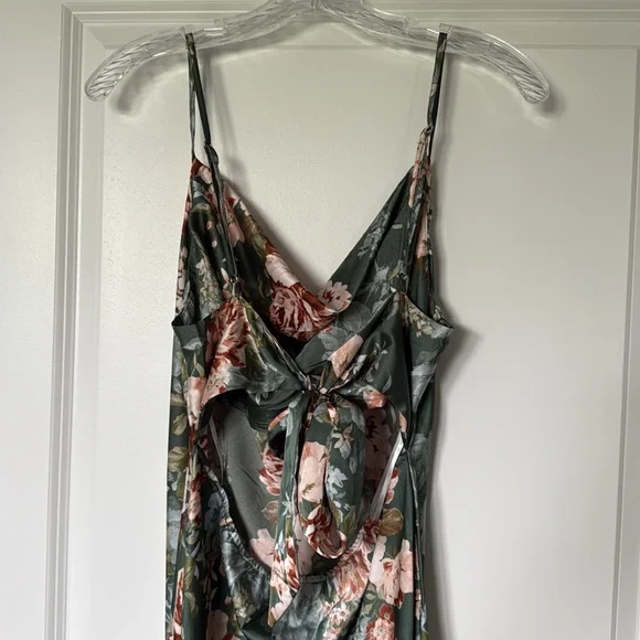 Floral Green Slip Dress - Picture 2 of 5